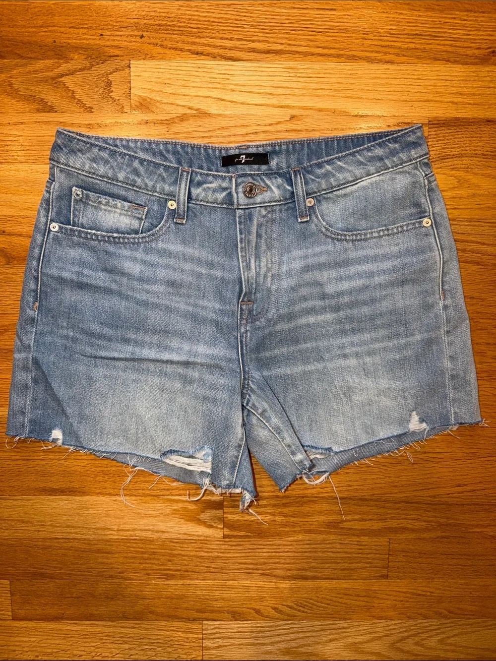 7 For All Mankind Monroe Long Shorts Time Off With Vintage Cut Hem